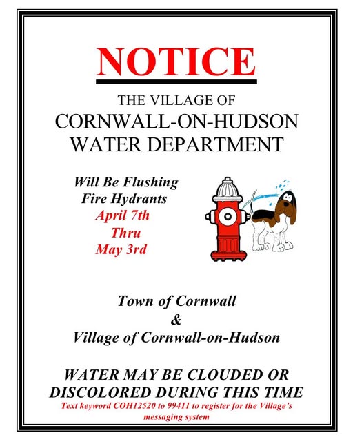 Water Flusing April 7th through May 3rd